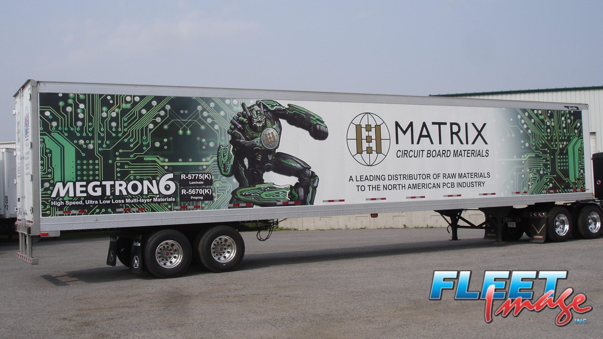 Matrix Circuit Board Materials decal sticker on a truck