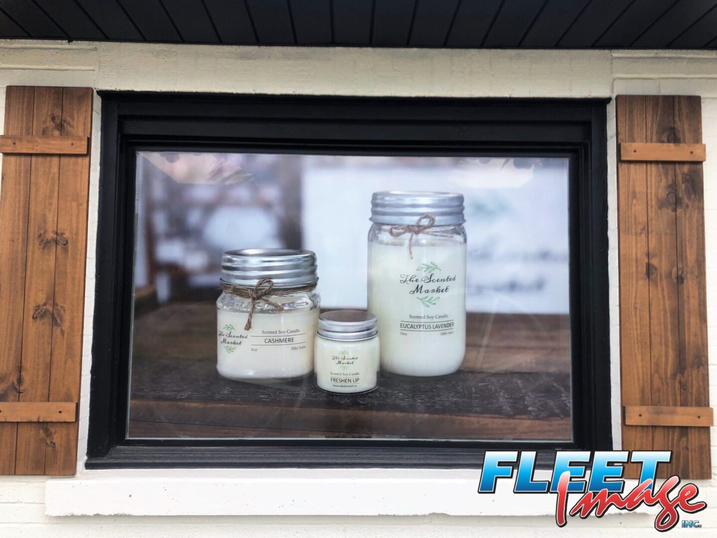 Perforated windows with soy candles